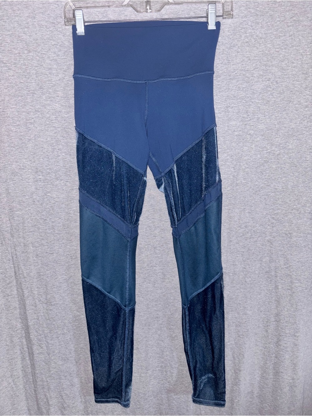 ALO Yoga Navy Patchwork Mesh Panel High-Waist Leggings